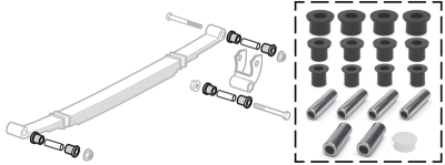heavy truck torque rod and leaf spring bushing structure